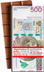 Kukartka czekolada mleczna 100g CZK-108 (500 złotych) BANKNOT