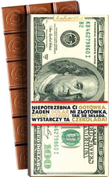Kukartka czekolada mleczna 100g CZK-107 (100 dolarów) BANKNOT