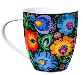 Folkstar kubek Stefan 500ml – łowicki czarny